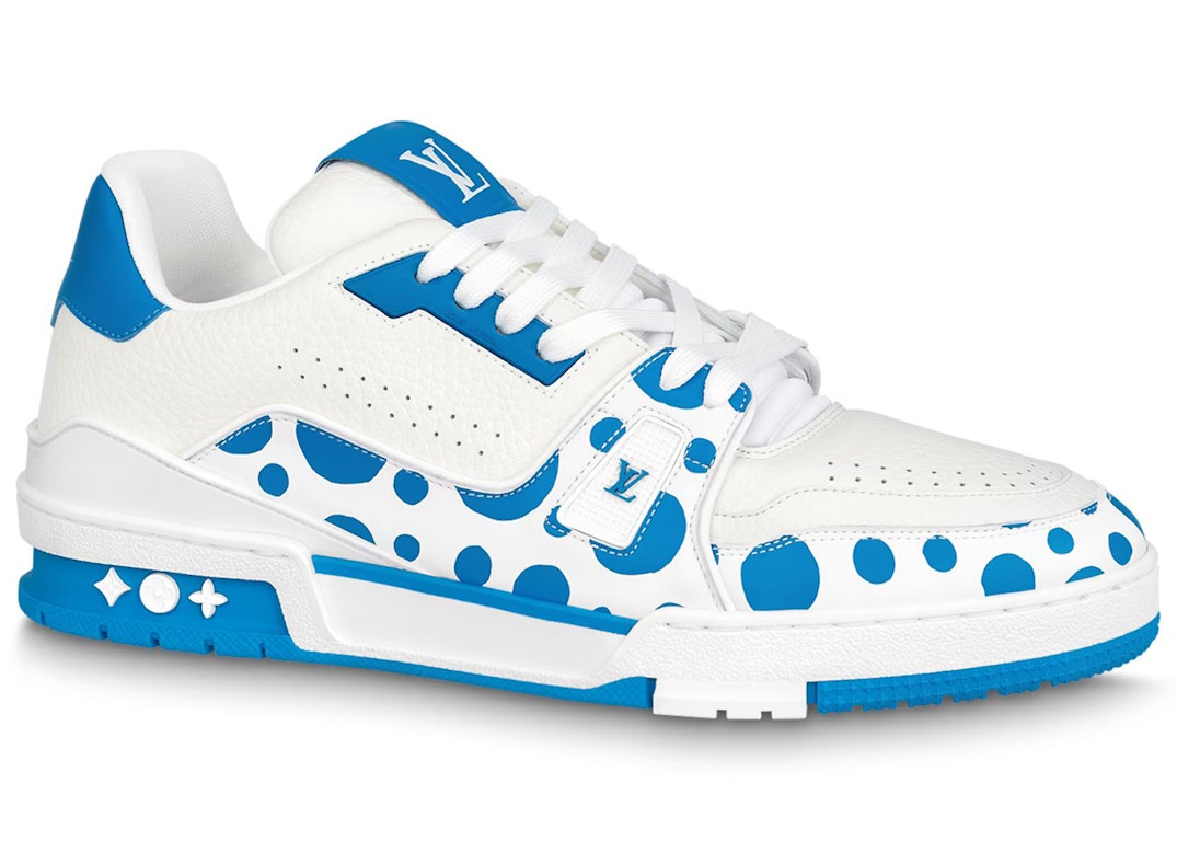 Pre-owned Louis Vuitton X Yayoi Kusama Trainer White Blue In White/blue