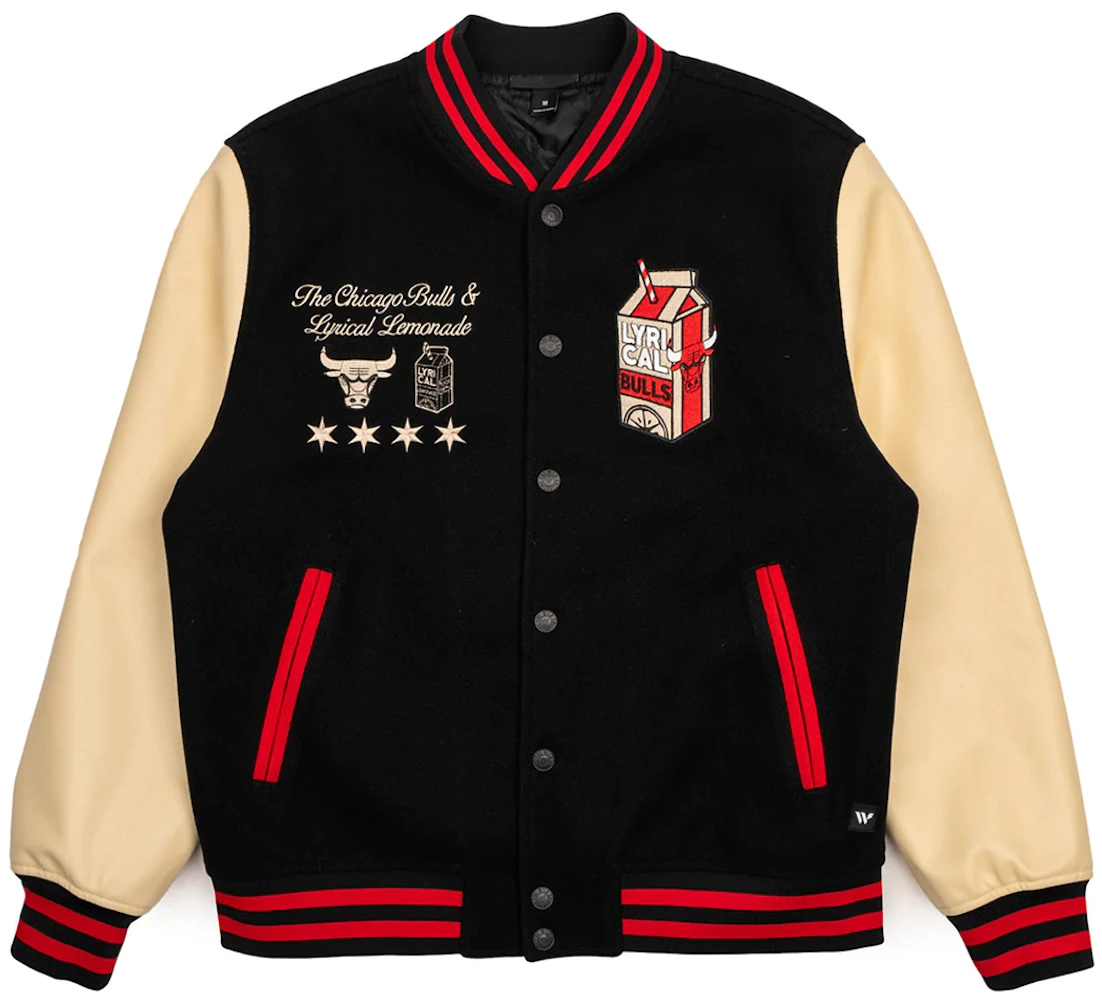 Lyrical Lemonade x Chicago Bulls Varsity Letterman Jacket Black/Cream ...