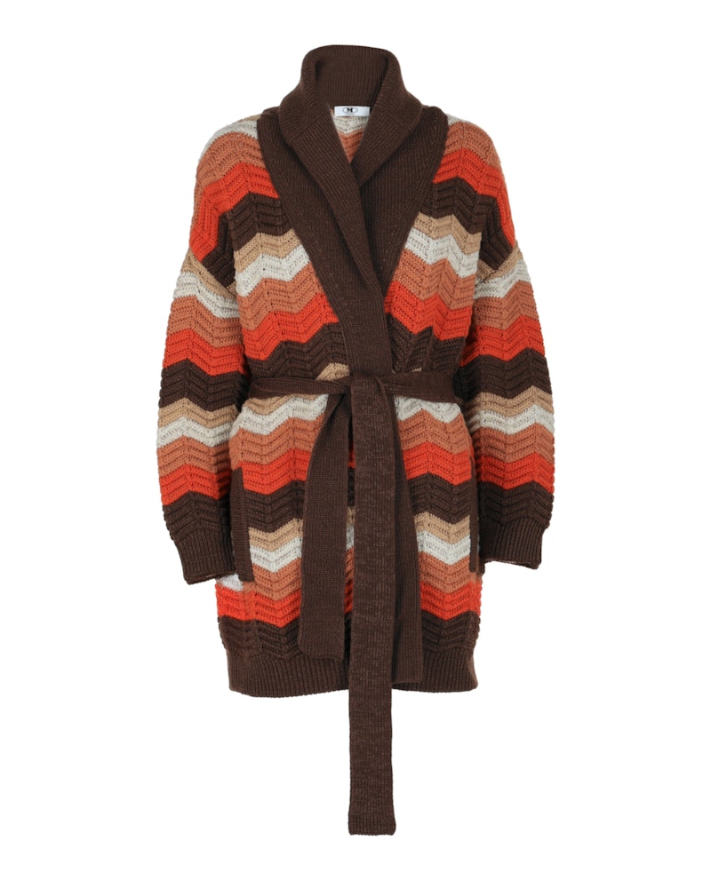 Cardigan ceinturé à motifs chevrons M Missoni, marron, multicolore