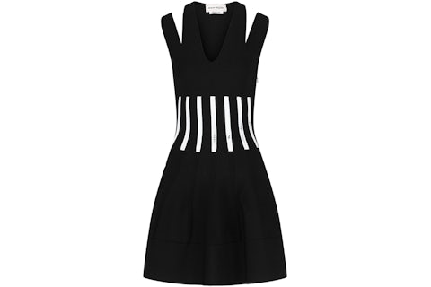 Alexander McQueen Coutout Shoulder Corset Mini Dress Black White - US Alexander McQueen Coutout Shoulder Corset Mini Dress Black White - US
