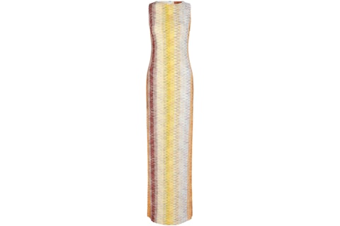 M Missoni Embroidered Zigzag Print Maxi Dress Yellow Multi - US M Missoni Embroidered Zigzag Print Maxi Dress Yellow Multi - US