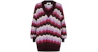 M Missoni Oversized V-Neck ZigZag Sweater Lilac Pink White
