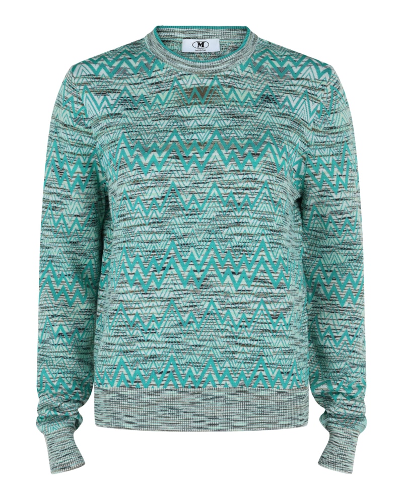 Pre-owned M Missoni Women's Oversized Zigzag Sweater In Gradient Green