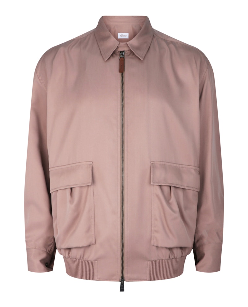 Brioni Point Collar Bomber Jacket Pink