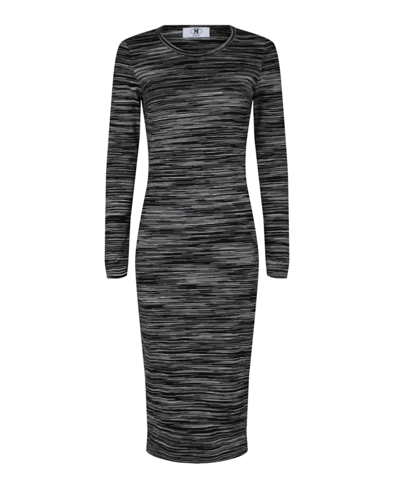 Pre-owned M Missoni Women's Space Dye Longsleeve Bodycon Dress In Black White In Multi
