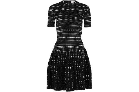 Alexander McQueen Stitch Dot Fit & Flare Dress Black White - GB Alexander McQueen Stitch Dot Fit & Flare Dress Black White - GB