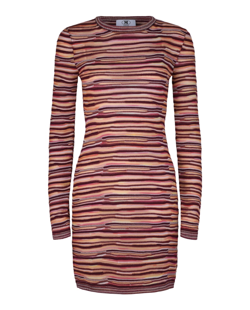 M Missoni Wave Bodycon Mini Dress Multi Pink Red Orange Creamy - US