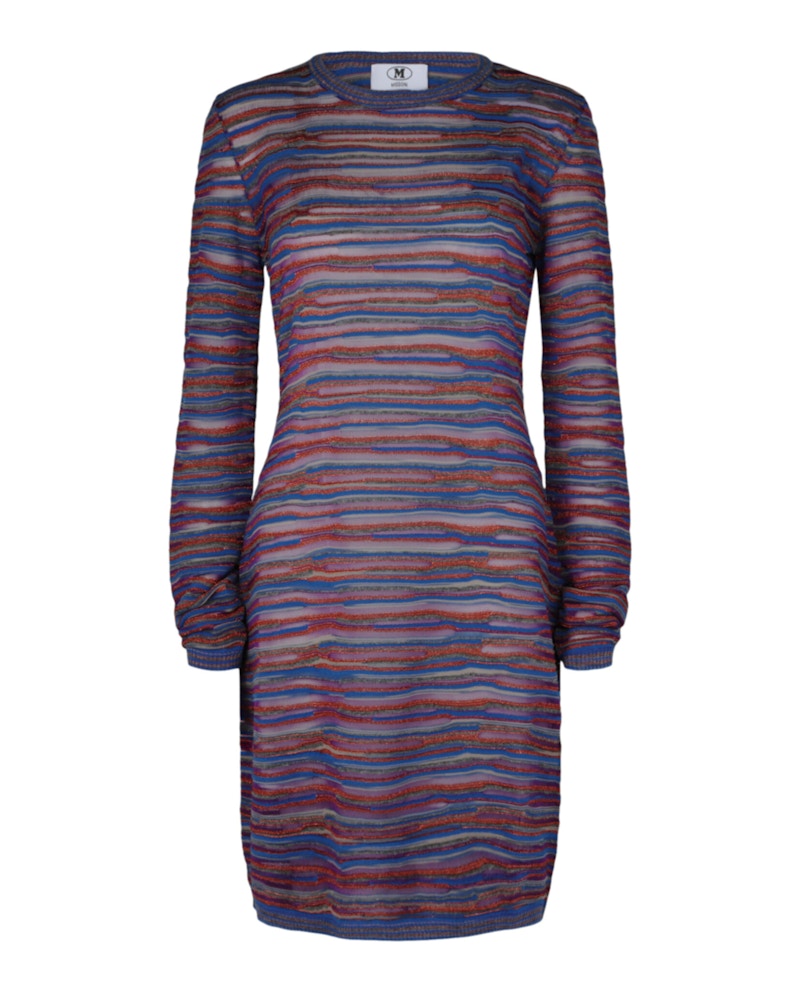 Pre-owned M Missoni Women's Wave Bodycon Mini Dress In Purple Red Blue Grey