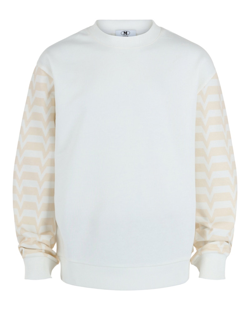 Pre-owned M Missoni Men's Zig Zag Crewneck Sweatshirt In White Beige In Brown