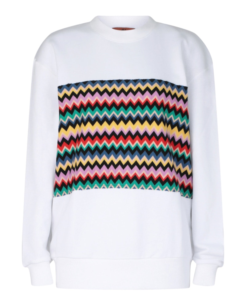 Pre-owned M Missoni Women's  Zigzag Graphic Cotton Sweatshirt In Chevron Raschel