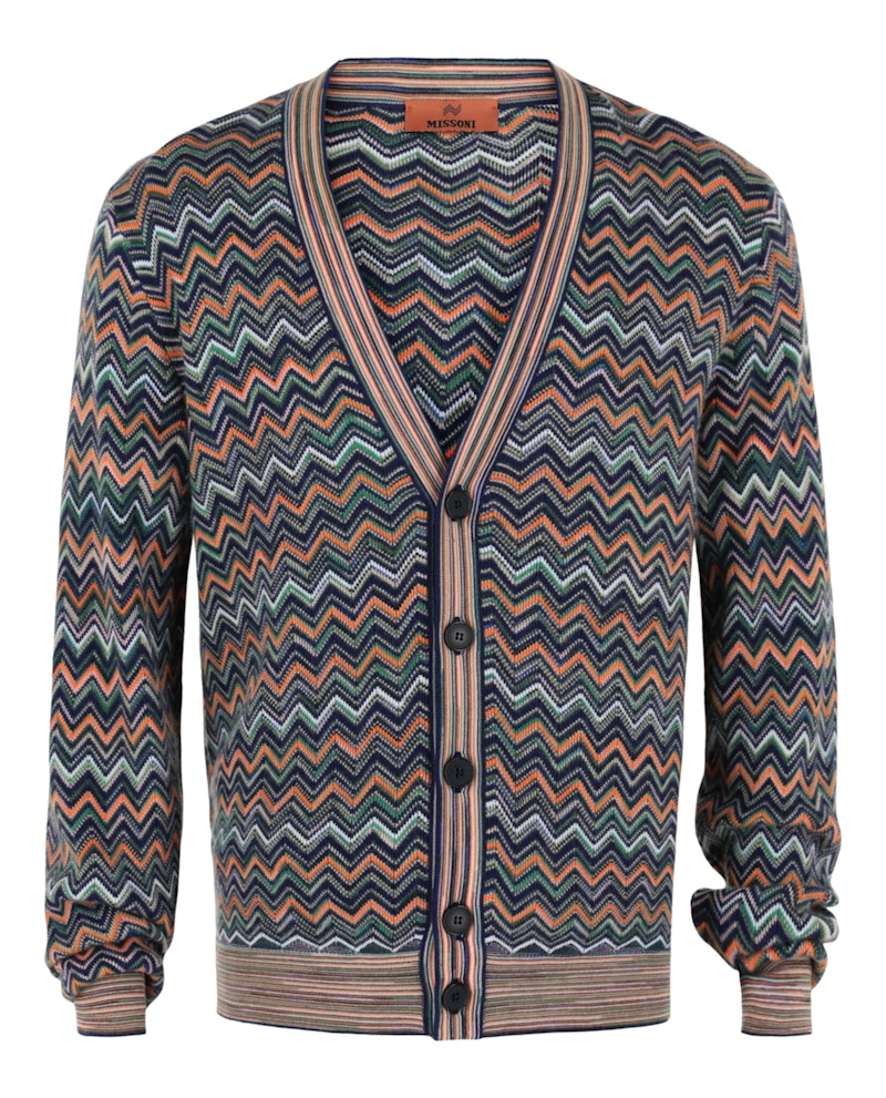 M Missoni Zigzag Knit Cardigan Bue Orange Green メンズ - JP