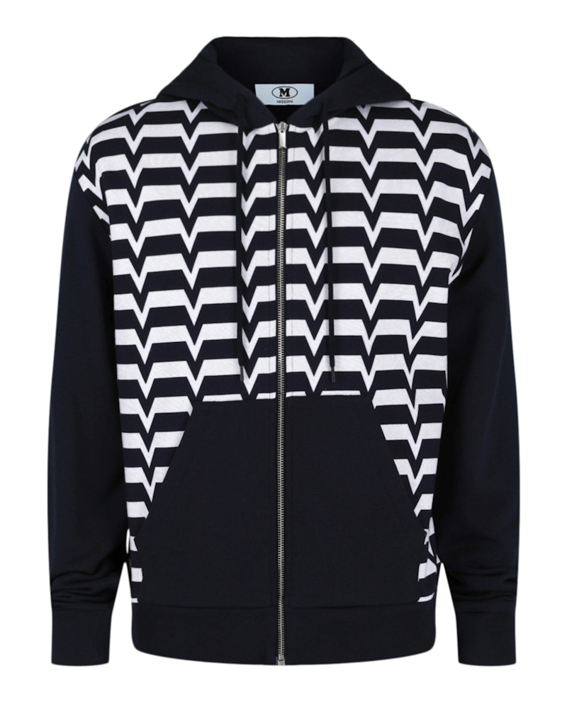 M Missoni Zigzag Pattern Zip-Up Hoodie Blue Multi