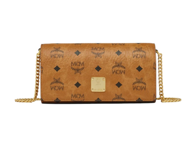Pre-owned Mcm Aren Vi Mini Crossbody In Cognac