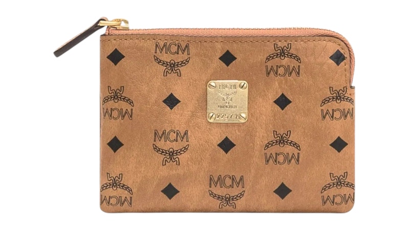 MCM Aren Visetos Card Case Tan