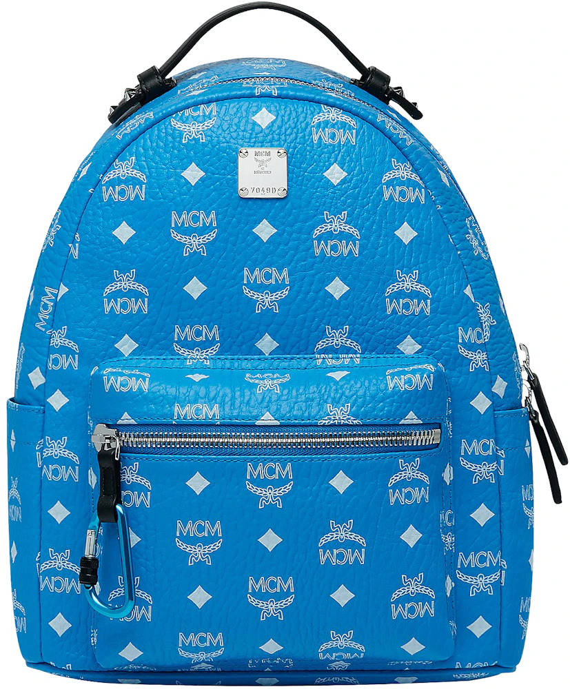 MCM Stark Backpack Visetos Blue in Coated Canvas with Silver-tone - US
