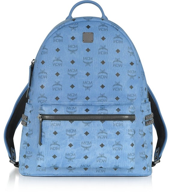 MCM Backpack Side Denim in Coated Canvas Silver-tone - US