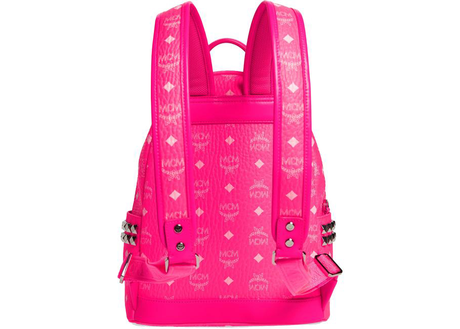 Neon pink mcm backpack new arrivals