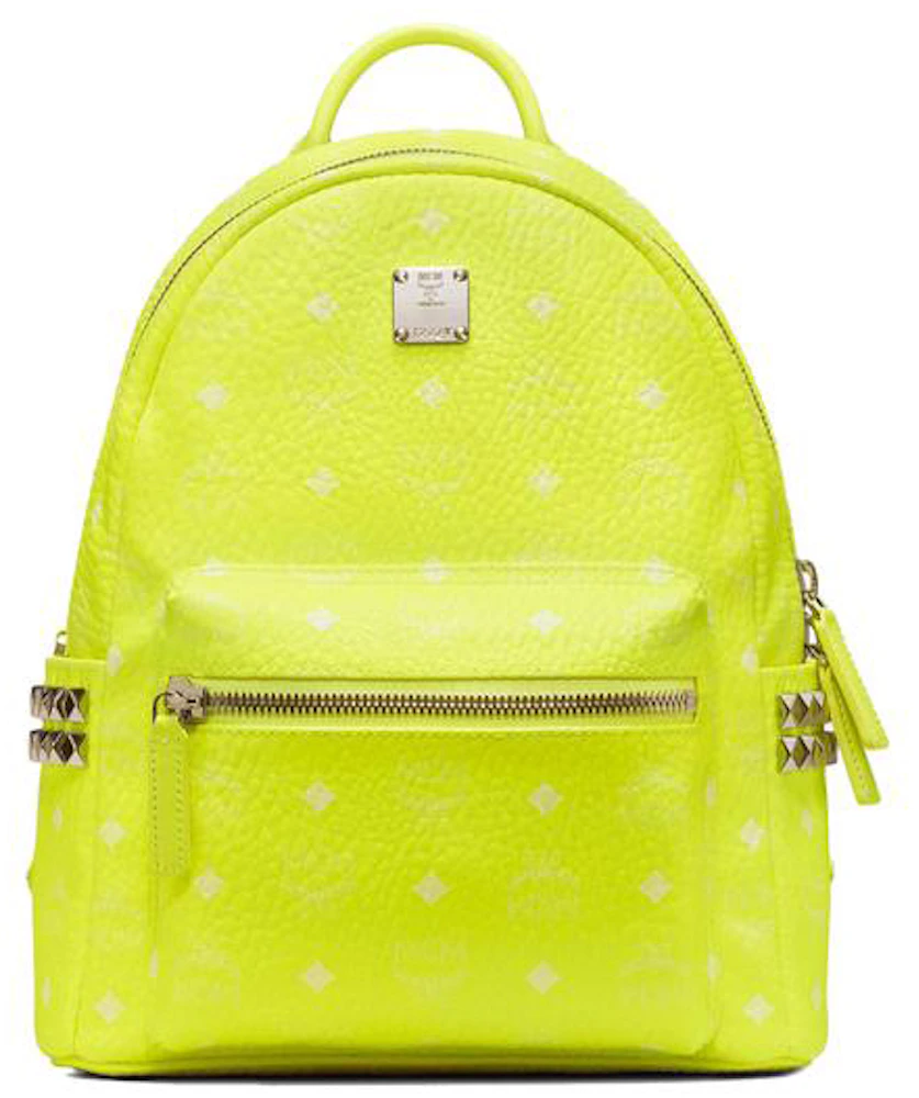 MCM Backpack Stark Visetos Neon Pink in Coated Canvas with Silver-tone - US