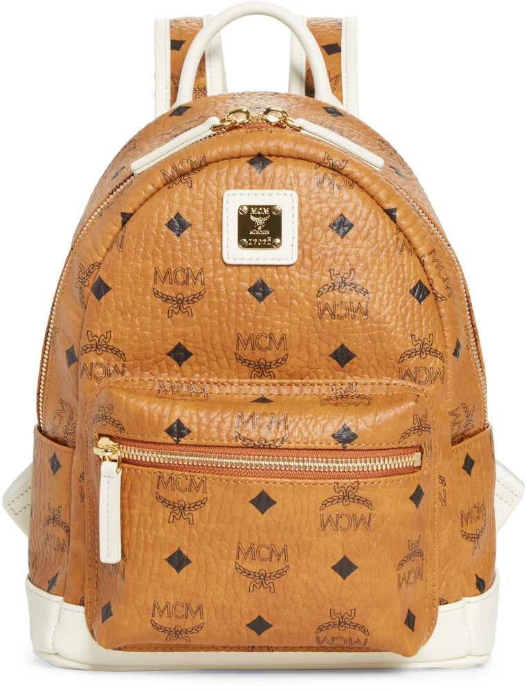 MCM Visetos Medium Stark Backpack Cognac Safari Green 427296