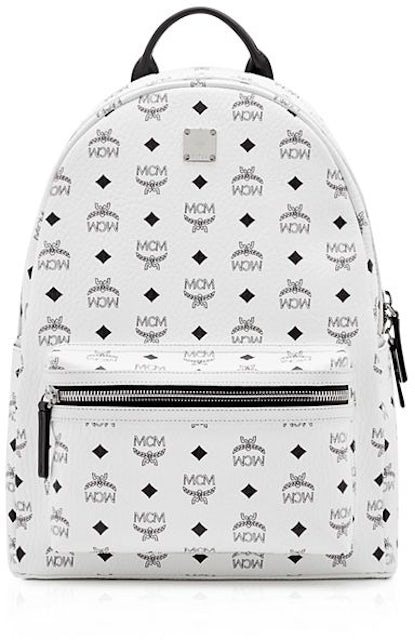 MCM Stark Backpack Visetos Medium White in Coated Canvas with