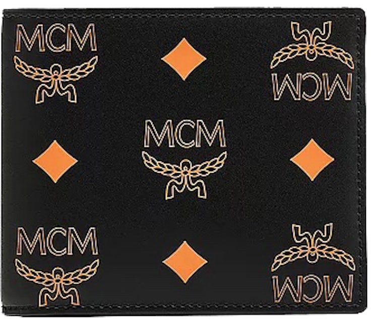MCM Bifold Wallet Splash Logo Orange in Leather - US