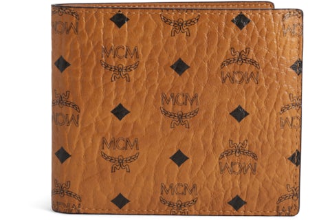 MCM Bifold Wallet Visetos Small Cognac in Coated Canvas US