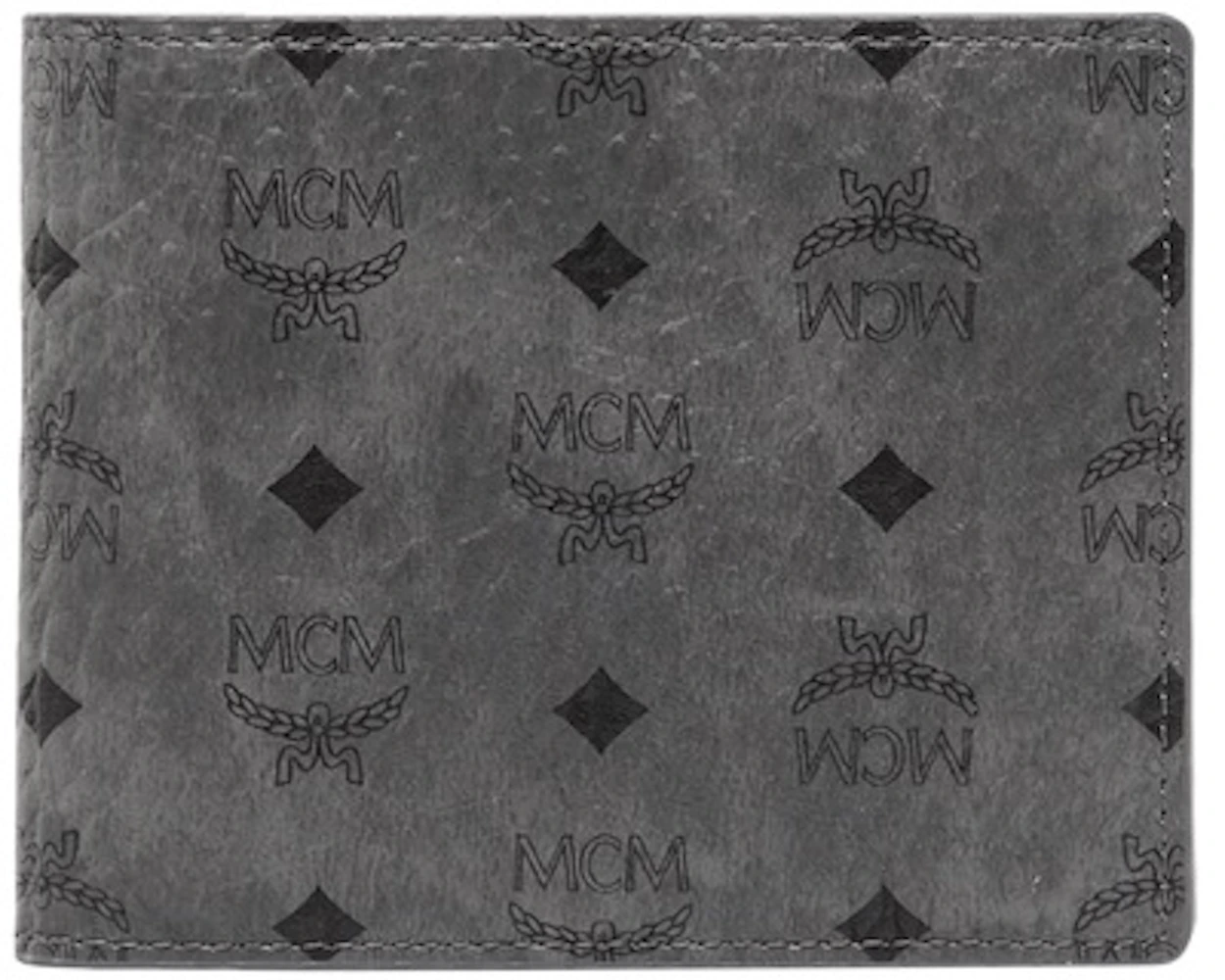 Black Leather Visetos Bifold Wallet