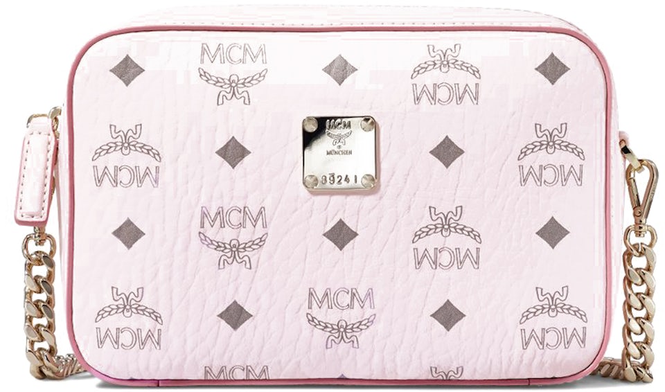 MCM Powder Pink Viestos Coated Canvas Crossbody Pouch Bag - A