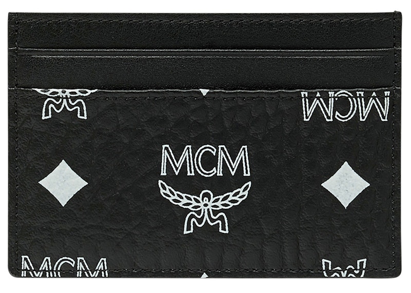 MCM Card Case White Visetos Mini Black in Coated Canvas - US