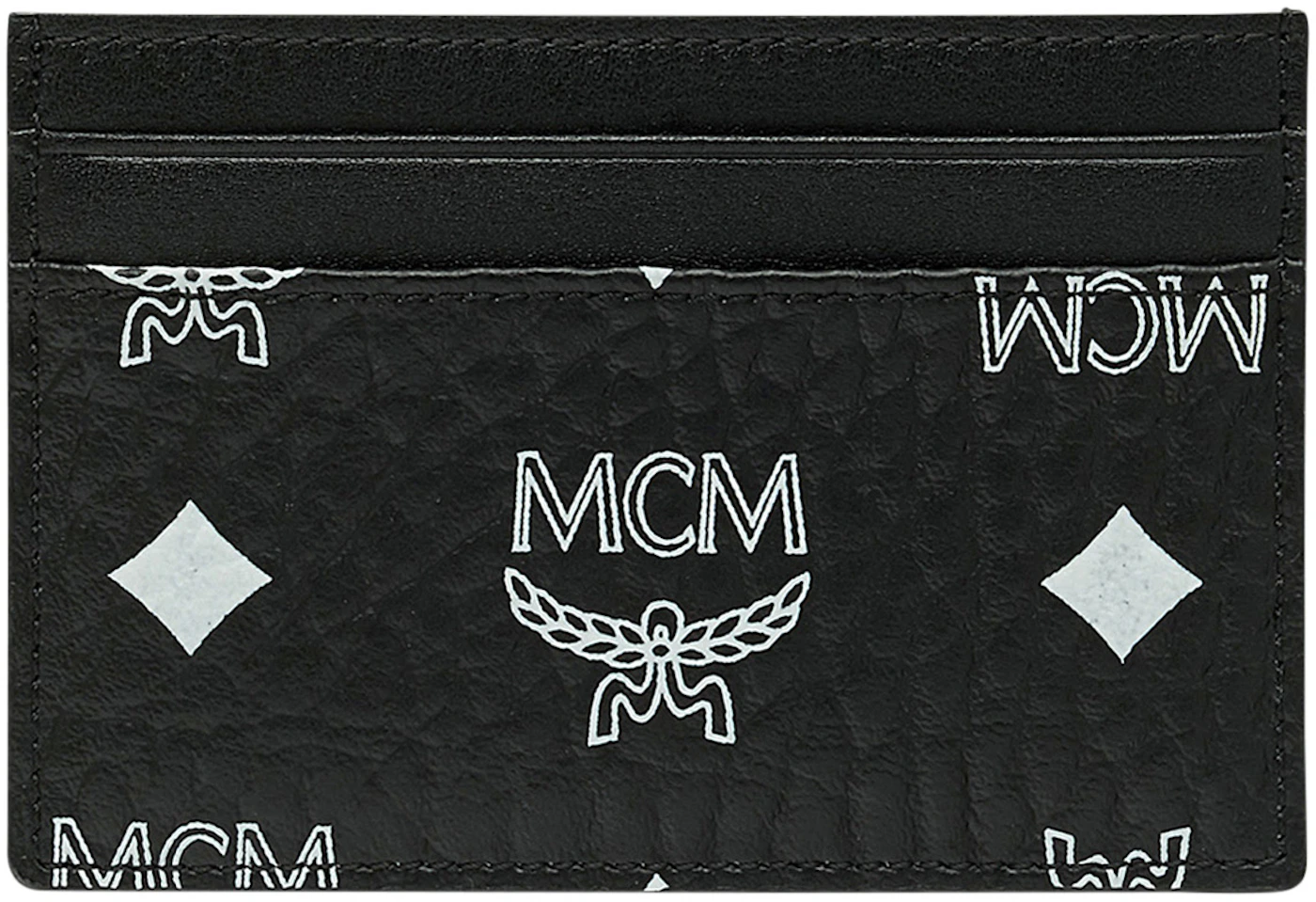 MCM Card Case White Visetos Mini Black in Coated Canvas - US