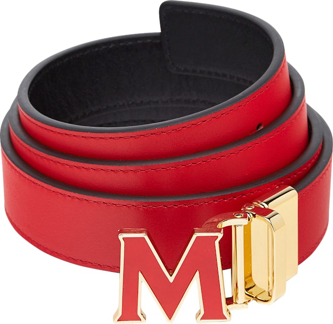 MCM RED/BLACK REVERSIBLE BELT  Reversible belt, Leather, Black and red