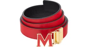 MCM Claus Enamel M Reversible Belt 1.2W Ruby Red/Black