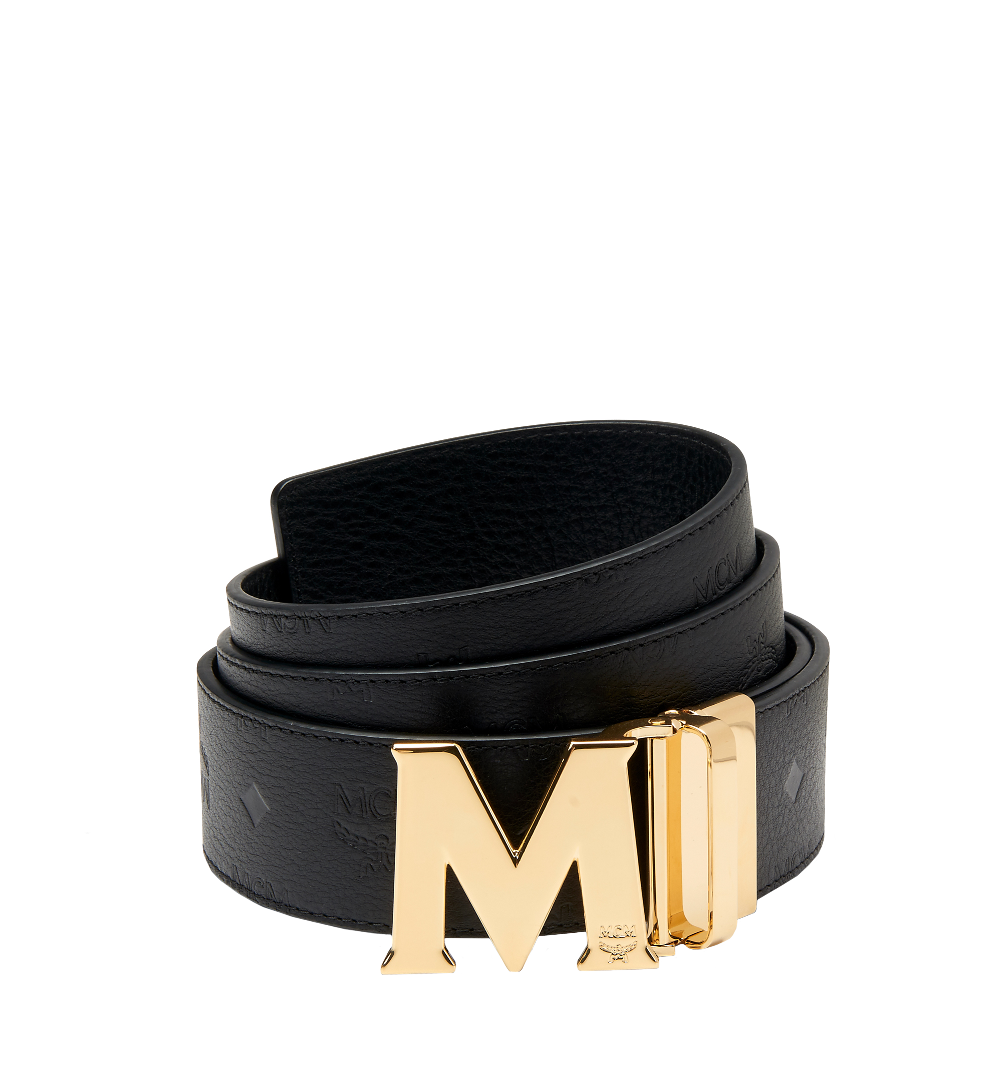 MCM Claus M Reversible Belt Monogram 1.75W 51In/130Cm Black in