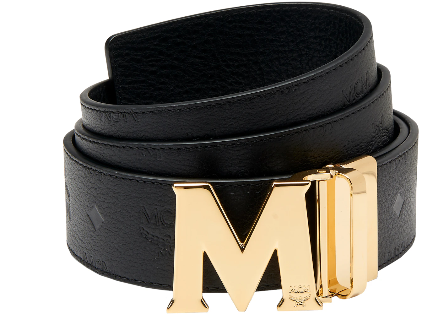 MCM Claus M Reversible Belt Monogram 1.75W 51In/130Cm Black in Leather ...