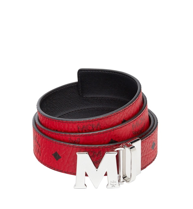 mcm belt red and black