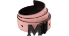 MCM Claus M Reversible Belt Visetos 1.75W 51In/130Cm Soft Pink