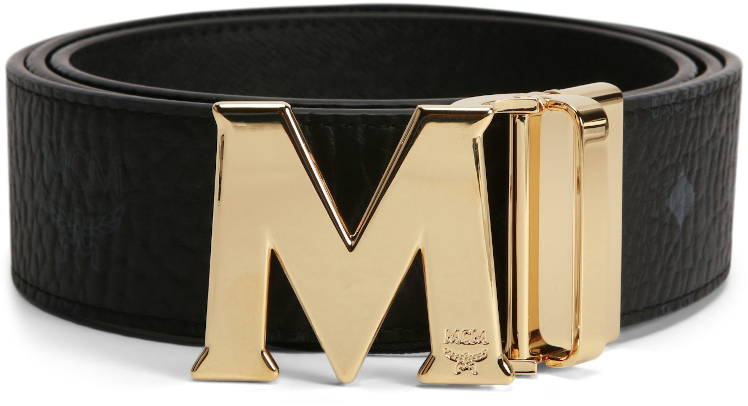 MCM Claus M Reversible Belt Visetos Matte Black-tone 1.75W 51In/130Cm Ruby  Red in Coated Canvas with Matte Black-tone - US