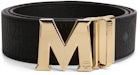 MCM Claus M Reversible Belt Visetos 24K Gold 1.75W 51In/130Cm Black