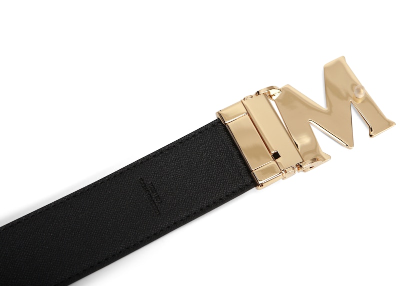 Mcm black clearance and gold belt