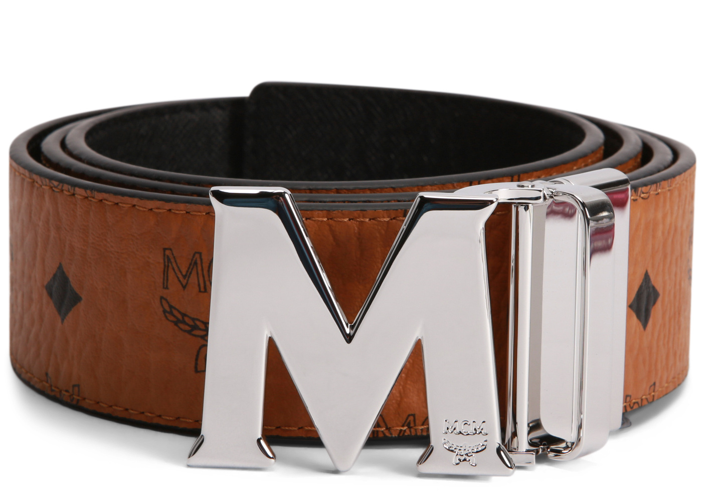 MCM Letter Belt Visetos 1.5W 47In/120Cm Cognac in Coated Canvas with  Gold-tone - US