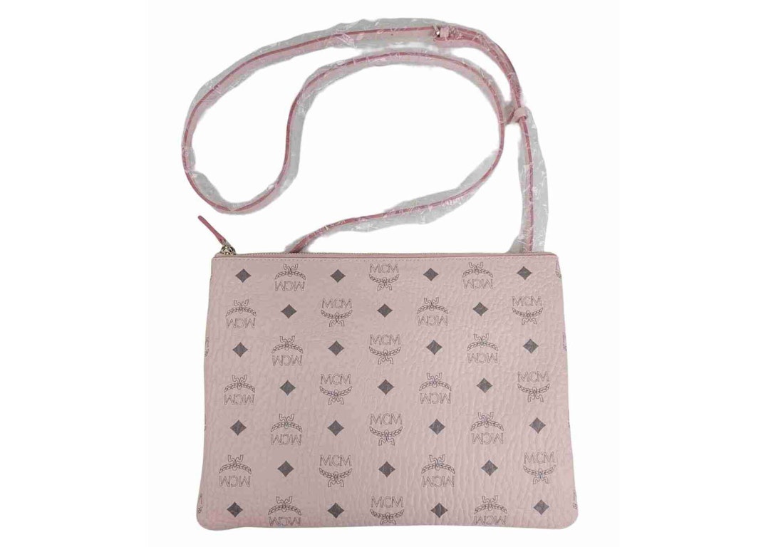 Pre-owned Mcm Crossbody Pouch Visetos Powder Pink