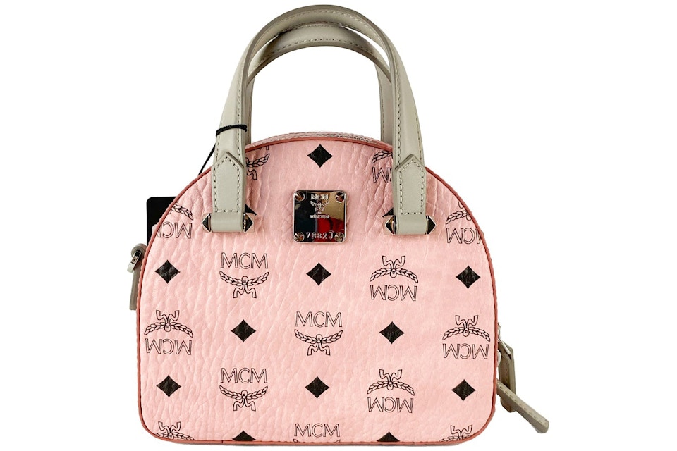 Mcm Diamond Logo Visetos Mini Round Top Tote Bag Soft Pink In Leather Mcm Diamond Logo Visetos Mini Round Top Tote Bag Soft Pink In Leather