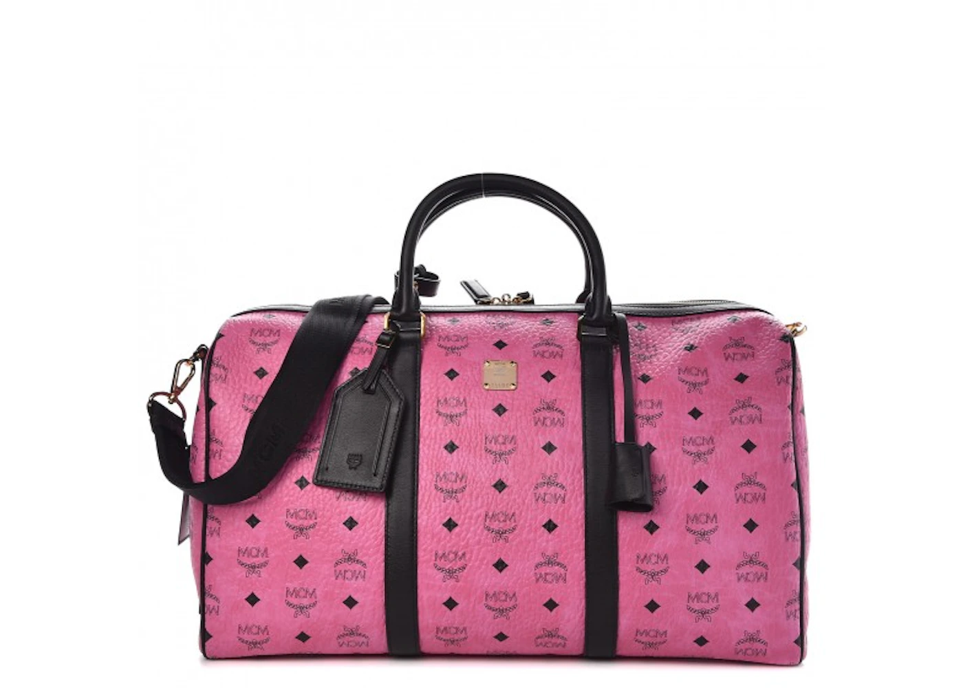 MCM Pink Visetos Boston Bag
