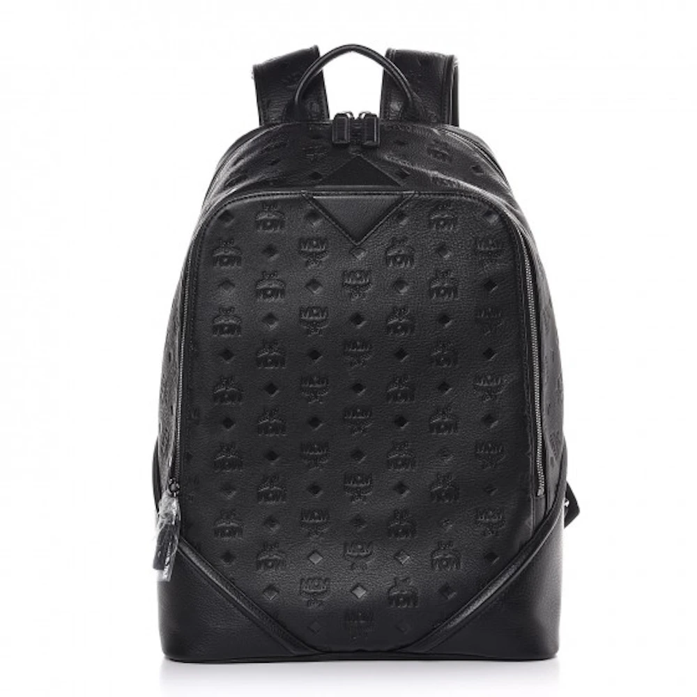 Authenticated MCM Black Calf Leather Shoulder Bag