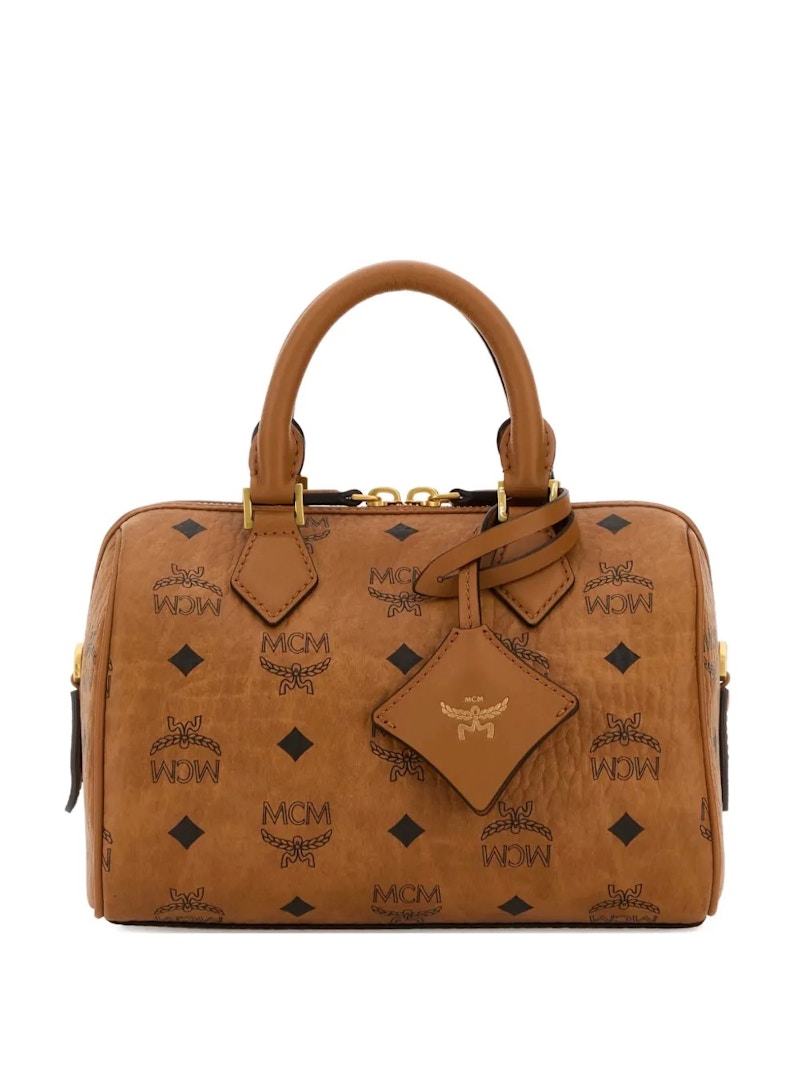 MCM Ella Vi Small Boston Bag Cognac in Nylon - JP
