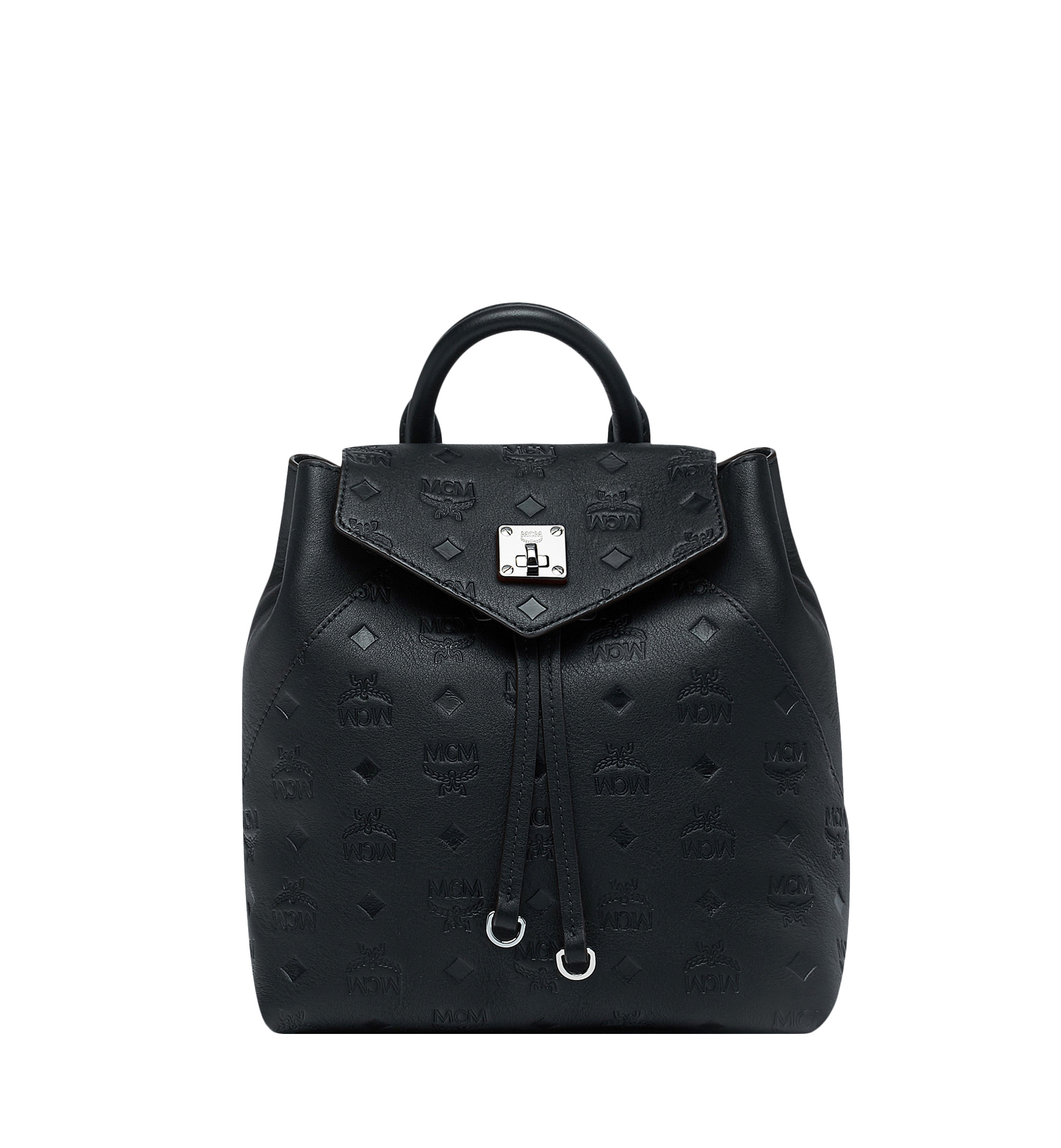 MCM Essential Backpack Monogram Black in Leather with Silver tone US