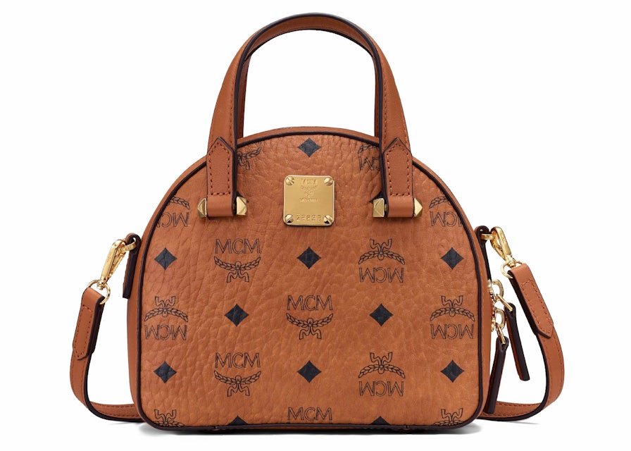MCM Essential Multifunction Crossbody Small Visetos Cognac in Coated Canvas  with Gold-tone - US