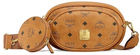 $910 MCM Patricia Visetos Crossbody Shoulder Bag Gold New MWRBAFO02T1001