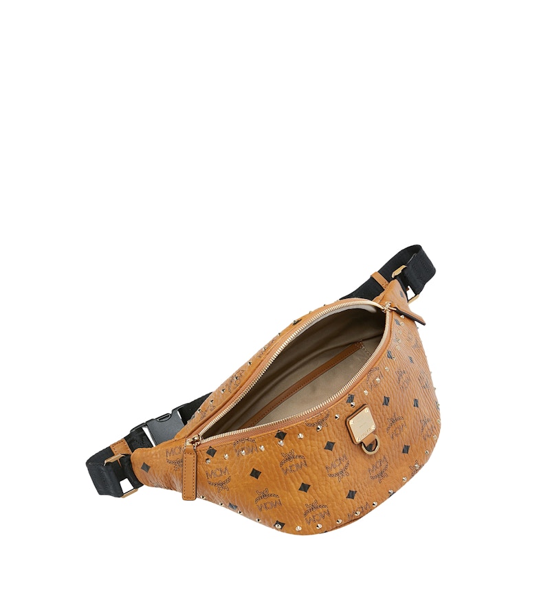 MCM Fursten Belt Bag Visetos Studded Outline Medium Cognac in Coated