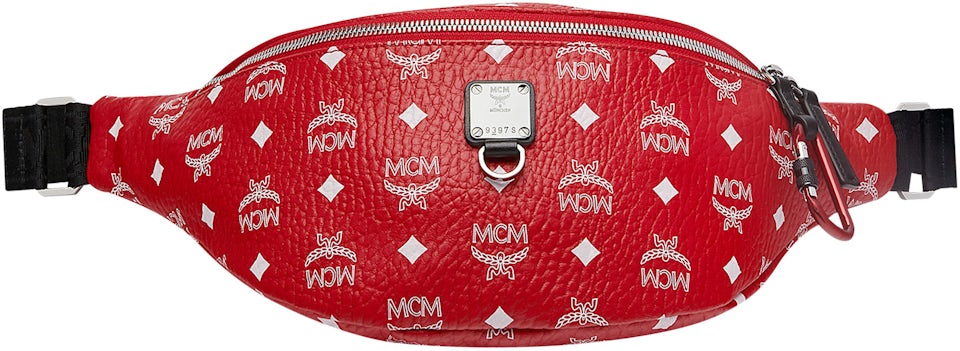 MCM Fursten Belt Bag White Visetos Medium Viva Red in Coated Canvas with  Silver-tone - US